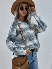 Rippstrickpullover mit Farbverlaufsstreifen