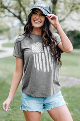 T-Shirt mit US-Flaggen-Grafik und Manschettenärmeln