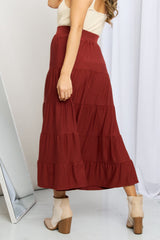 Zenana Full Size Wide WaistbTiered Midi Skirt