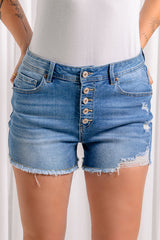 Distressed Frayed Hem Denim Shorts