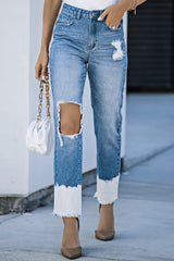 Jean taille haute contrasté et vieilli