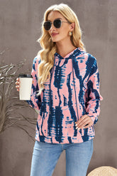 Batik-Hoodie mit Kordelzug und Tasche