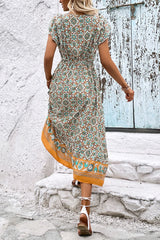 Robe bohème à col en V et manches flottantes