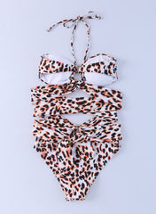 Maillot de bain une pièce à imprimé animal et col licou