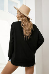 Sweat-shirt à épaules tombantes et fente latérale