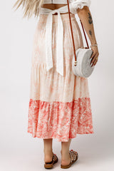 Floral Color Block Tiered Skirt