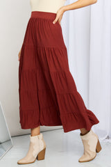Zenana Full Size Wide WaistbTiered Midi Skirt