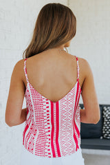Bedrucktes Camisole mit V-Ausschnitt und Bindeband vorne