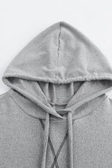 Drawstring Detail High-Low Hem Hoodie