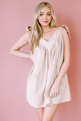 Tie Shoulder V-Neck Backless Dress