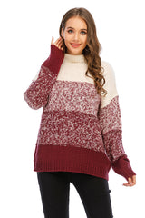 Rollkragenpullover aus Strick in Farbblock-Optik