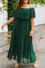 Robe à volants et épaules dénudées à pois grande taille