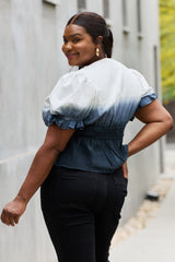 Haut tissé ombré taille haute à smocks White Birch
