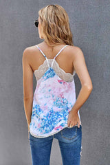 Camisole mit Batikmuster und Spitzenbesatz