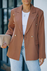 Blazer croisé à manches longues et col à revers