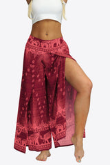 Pantalon long à jambes larges fendues