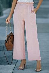 Pantalon large à poches style paperbag