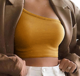 Vest Solid Shoulder Irregular Asymmetric Belt Camisole