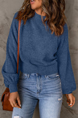 Pullover mit geripptem Saum und Ballonärmeln