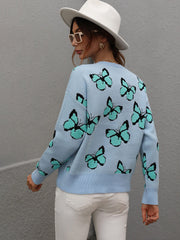 Pullover mit Schmetterlings-Print und überschnittener Schulterpartie