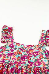 Tanktop mit Blumenmuster, geknöpftem eckigem Ausschnitt und Rüschen
