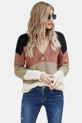 Colorblock Button Front Cardigan