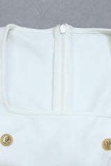 Robe bandage en dentelle épissée à détails boutonnés