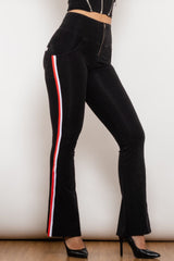 Jean bootcut à fermeture éclair et rayures latérales