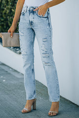 Distressed-Jeans im Acid-Wash-Look mit Taschen