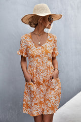 Robe imprimée boutonnée à poches