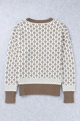 Printed Contrast Trim Button Down Cardigan
