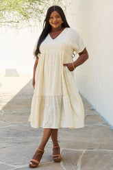 HEYSON Baby Full Size Kimono Sleeve Midi Dress in Cream