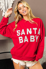 Red Glitter Santa Baby Christmas Sweatshirt