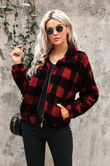 Sherpa-Jackenmantel mit Karomuster