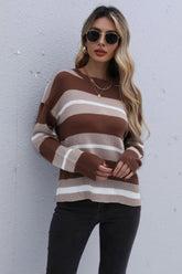 Pull rayé à col rond