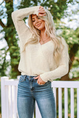 Rippenstrick-Surplice-Pullover mit offenem Rücken