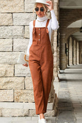 Salopette à boutons décoratifs en velours côtelé