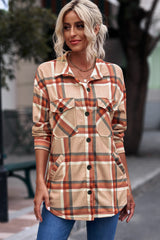 Plaid Button-Up Shacket with Breast Pockets