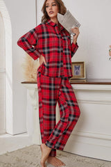 Loungewear-Set mit kariertem Hemd und Hose zum Zuknöpfen