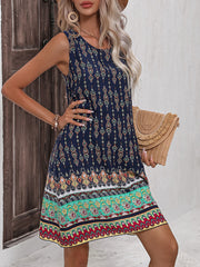 Robe bohème sans manches à col rond
