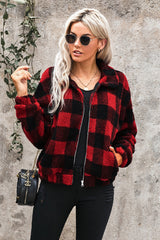 Sherpa-Jackenmantel mit Karomuster