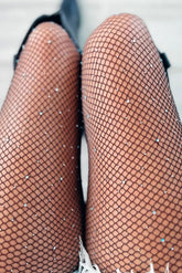 Black Rhinestone Fishnet Pantyhose