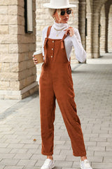 Salopette à boutons décoratifs en velours côtelé