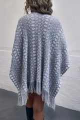 Fringe Hem Open Front Poncho