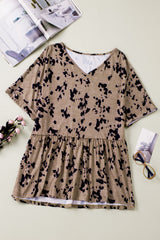 Haut babydoll imprimé grande taille