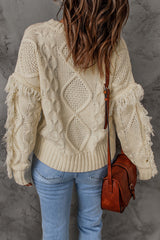 Pull à franges en maille torsadée