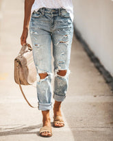 Street Hipster Washed Hole Slim Schlankmachende bedruckte Jeanshose