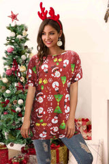 T-shirt de Noël à col rond et manches courtes