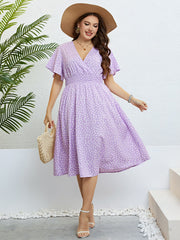 Robe à volants grande taille imprimée à taille froncée