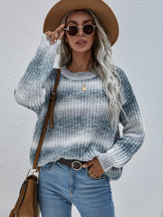 Rippstrickpullover mit Farbverlaufsstreifen